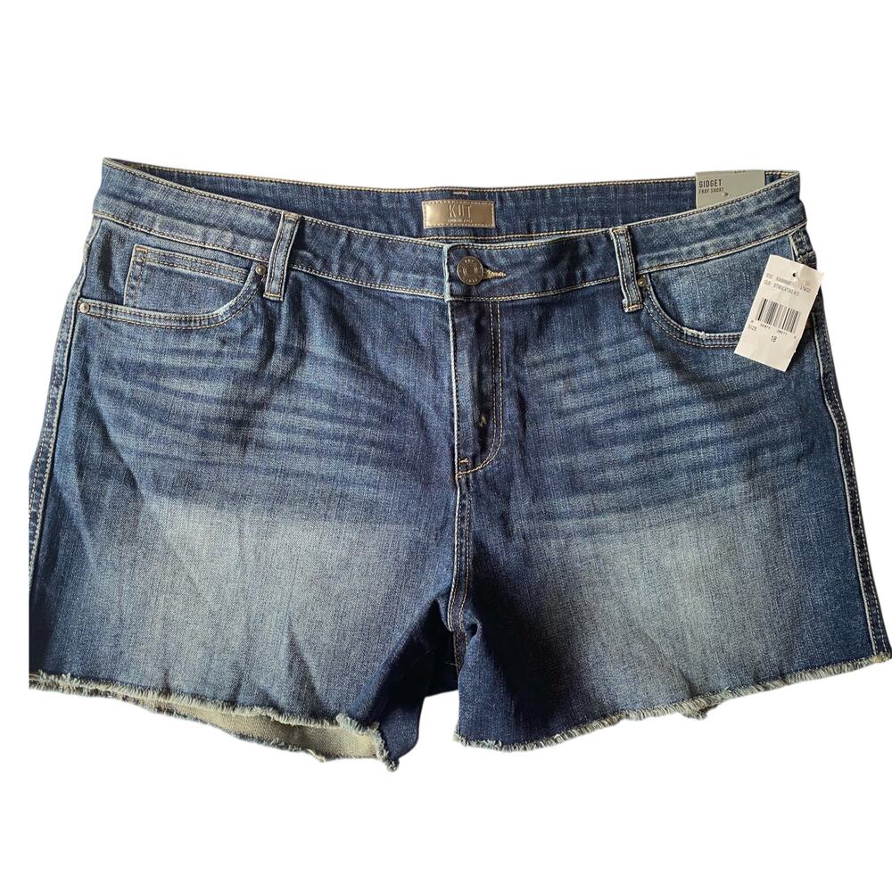 NWT Womens KUT FROM THE KLOTH Dark Blue Stretch Denim Jean Shorts, size 18
